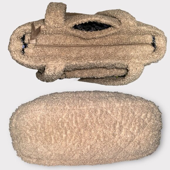 Vera Bradley Vera Tote Beige Ginger Snap Fleece Boucle Shoulder Bag + ID Wallet - Picture 6 of 14